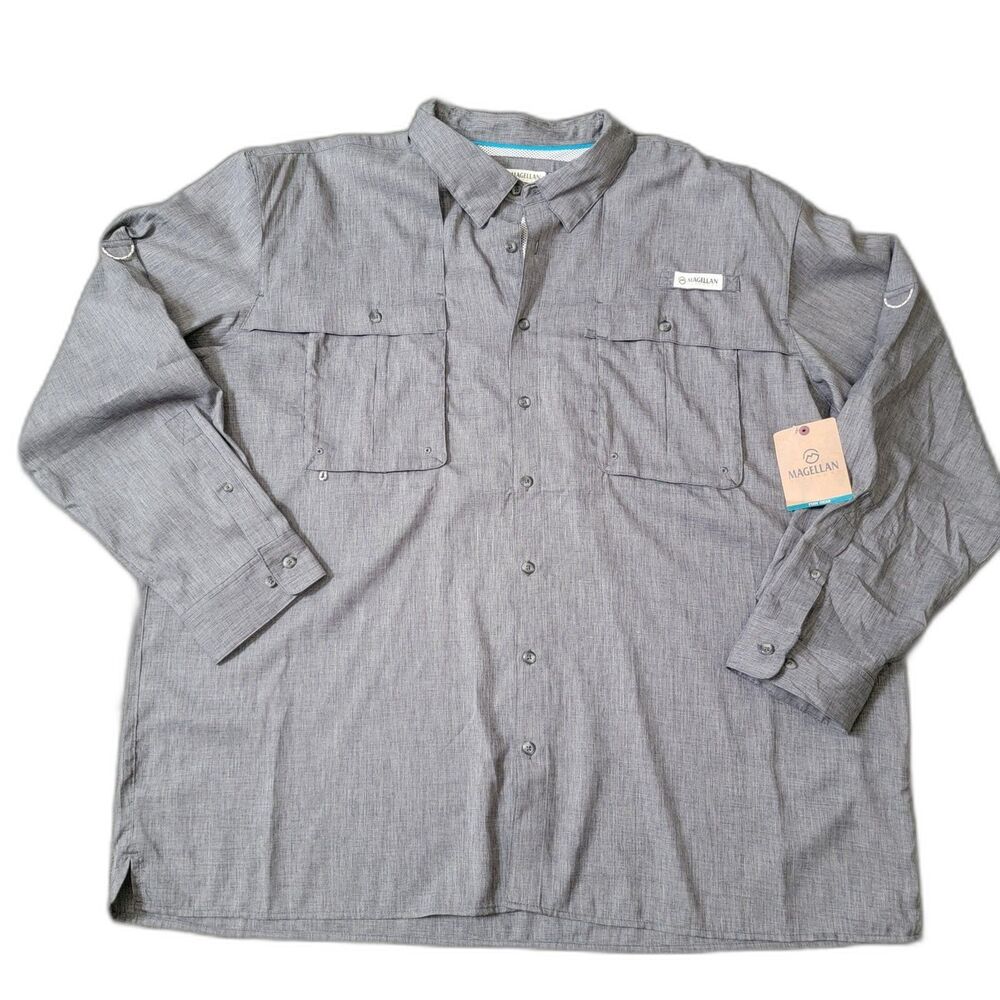 Magellan Outdoors Men's Fish Geat Shirt in Heather Grey Size 3XL NWT